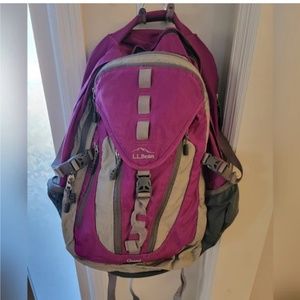 LL Bean purple gray Quad Pack multi pocket school hiking outdoor backpack